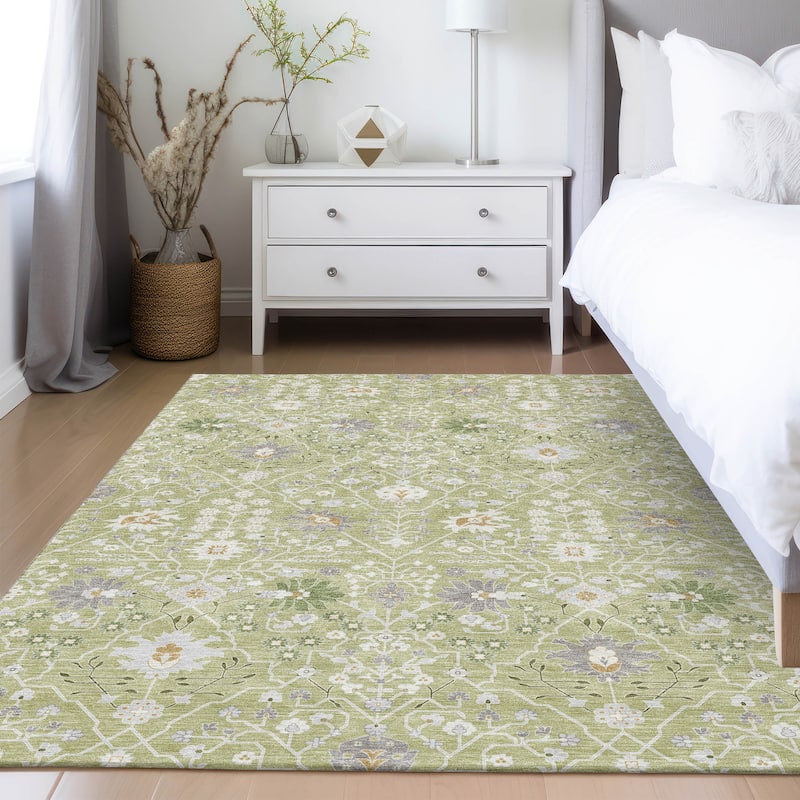Machine Washable Indoor/ Outdoor Global Traditional Chantille Rug