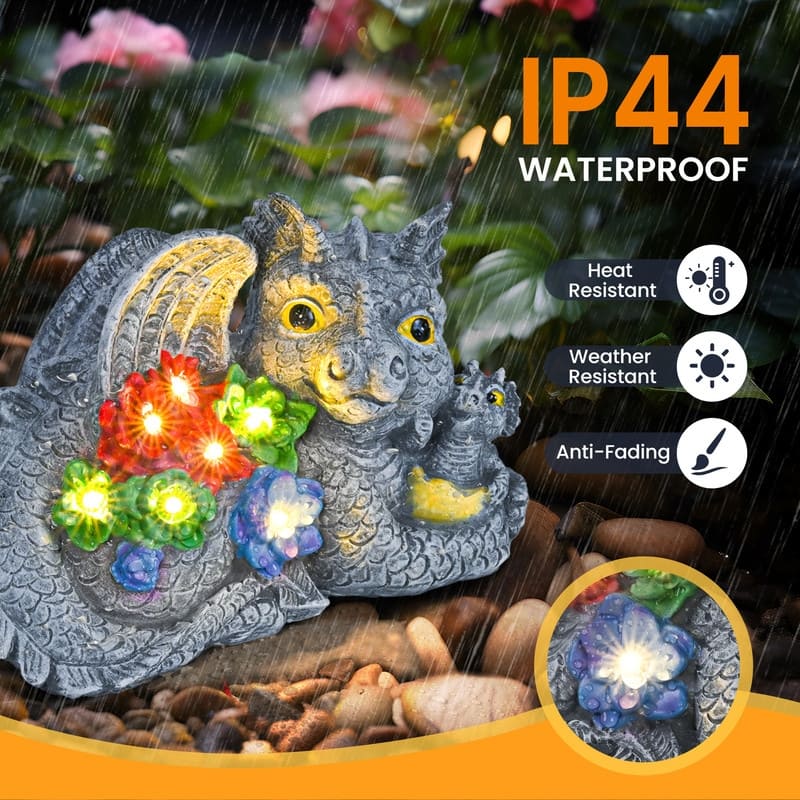 Solar Outdoor Garden Statues Dragon Statue Figurine Lights for Garden Decor, Ideal Gift for Housewarming & Birthday