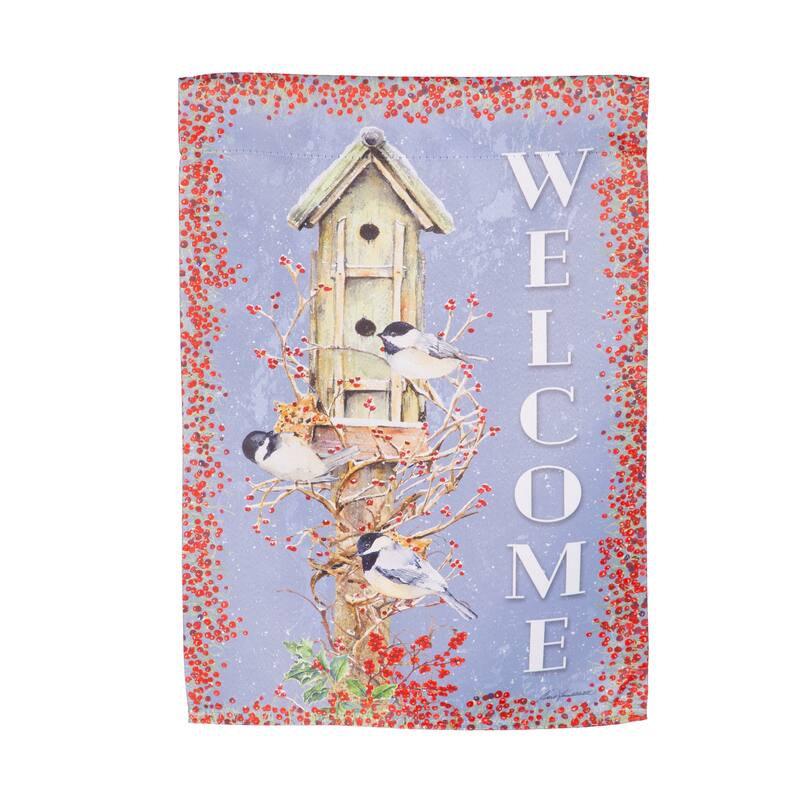 12.5 in. x 18 in. Chickadee Dee Dee's Suede Garden Flag