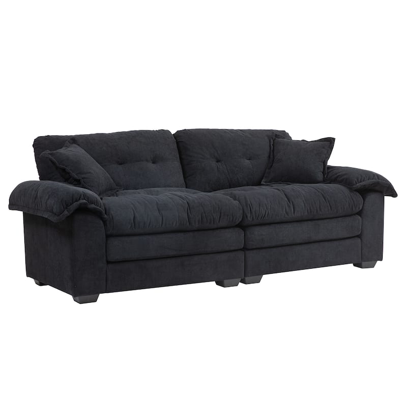 84" Chenille Sofa Small Sofa Loveseat Deep Seat Sofa Couch with 2 Throw Pillows & Memory Foam Lounge