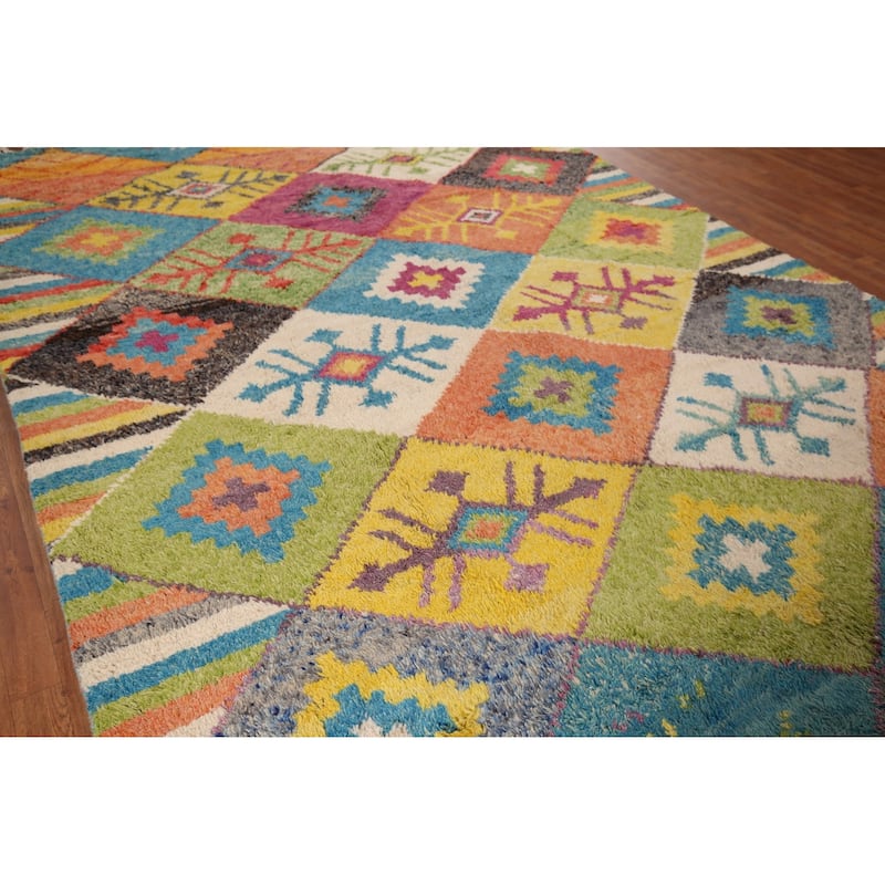 All-Over Trellis Moroccan Oriental Area Rug Handmade Wool Carpet - 8'11" x 12'3"
