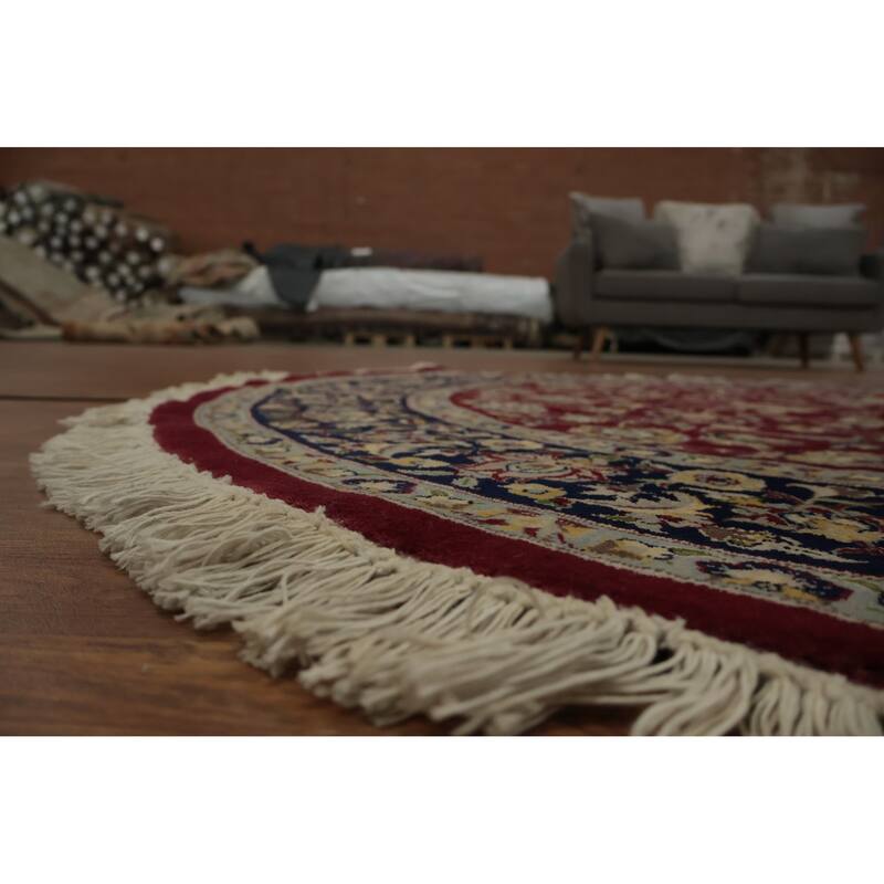Hand Knotted Oriental 100% Wool Carpet Traditional All-Over Red Ziegler Area Rug - 6' 0'' X 6' 0''