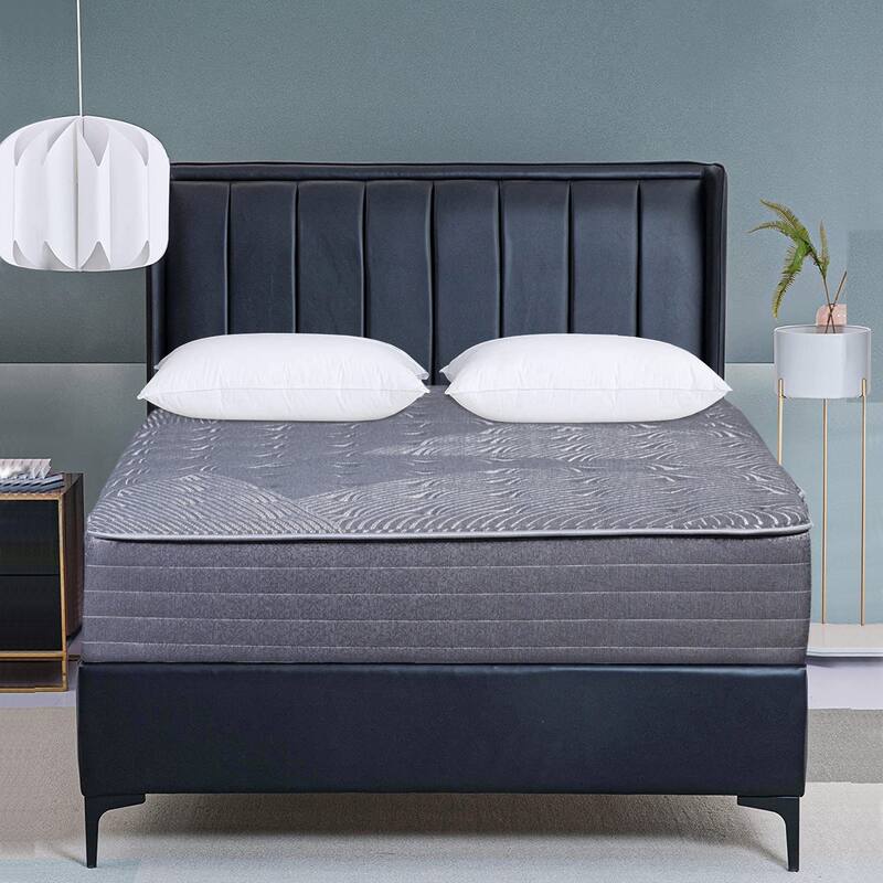 Onetan, 13-Inch Firm Tight top Pocket Coil Hybrid Foam Encased Mattress, with optional 4" or 8" Wood Box Spring set.