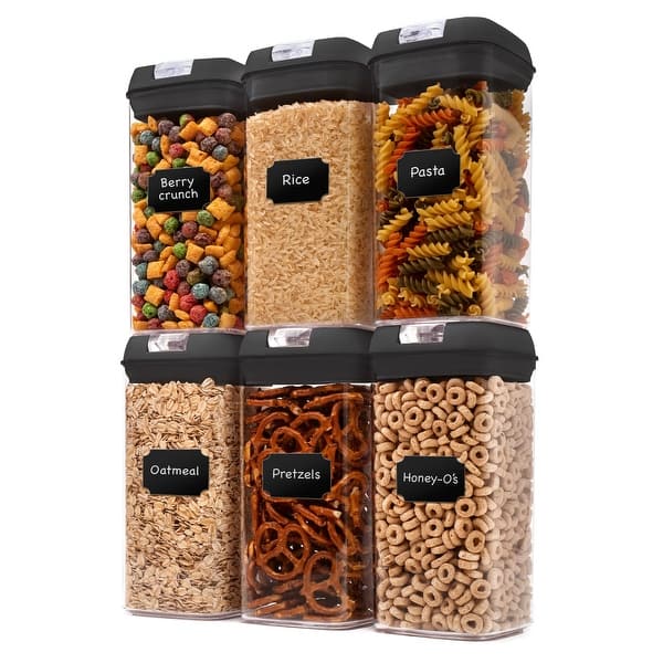 Cheer Collection Set of 6 Uniform Size Airtight Food Storage Containers ...