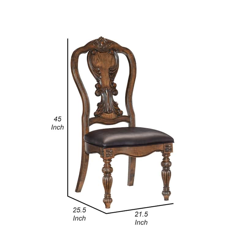 Brown/Brown Faux Leather Upholstered Wood Frame Dining Chair, Set of 2, Sturdy Dining Chair for Dining Rooms - 20.5