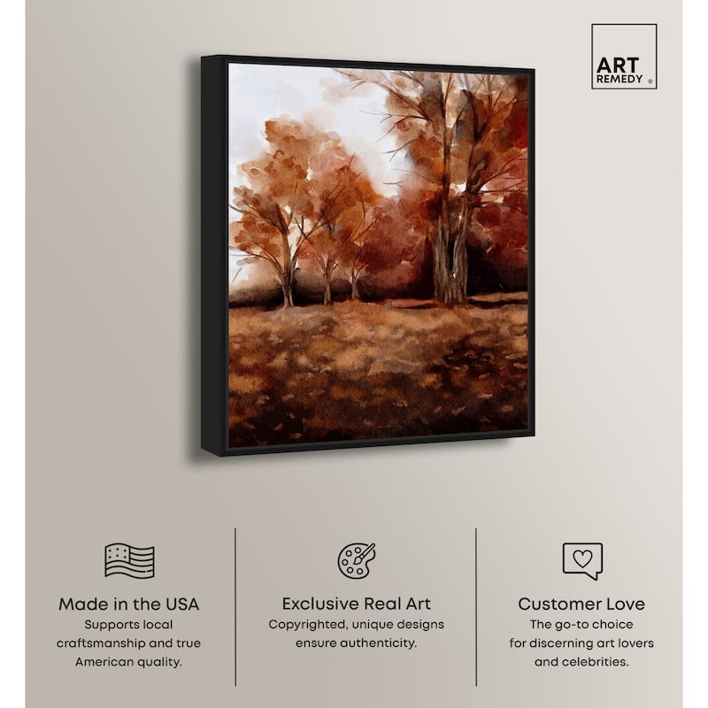 Art Remedy November Landscape Framed Landscape 1 Piece Canvas Wall Art Watercolor Style