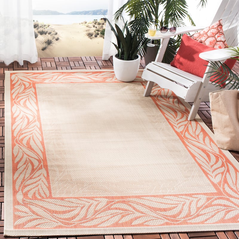 SAFAVIEH Courtyard Vesselka Indoor/ Outdoor Waterproof Patio Backyard Rug - 5'3" x 7'7" - Natural/Terra