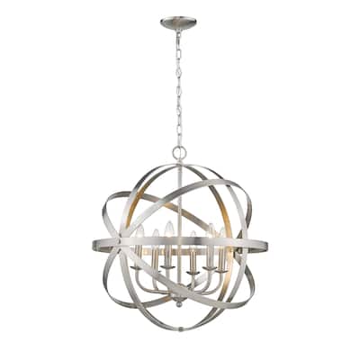 6 Light Geometric Orb Pendant in Satin Nickel