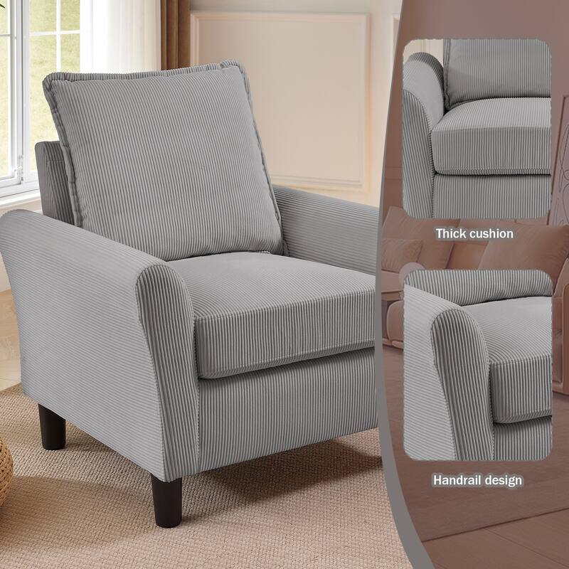 101"Corduroy 3 Piece Living Room Set Including 4 Seater Sofa ,2 Storage Ottoman and Chair