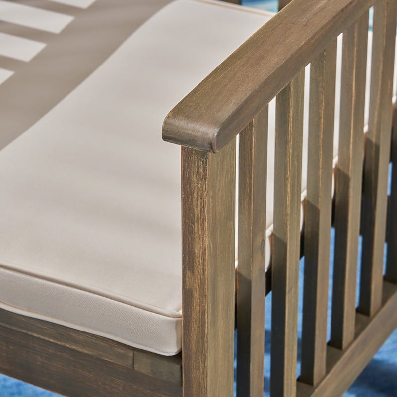 Casa Outdoor Acacia Wood Dining Chairs with Cushions (Set of 2) by Christopher Knight Home