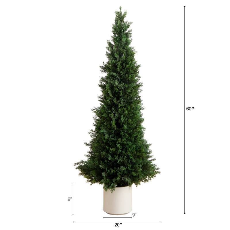 Cedar Pine Artificial Tree with Planter - 5' - Green and White