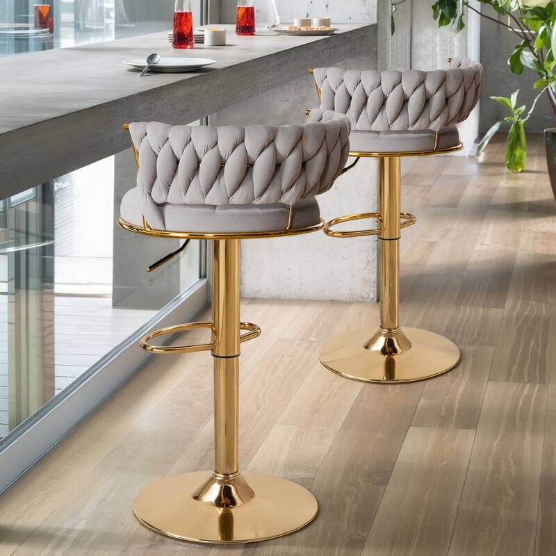 Javlergo Bar Stools Set of 4/6 Velvet Floral Back 360° Swivel Bar Stools 30.5" to 38.8" Adjustable Height Bar stools