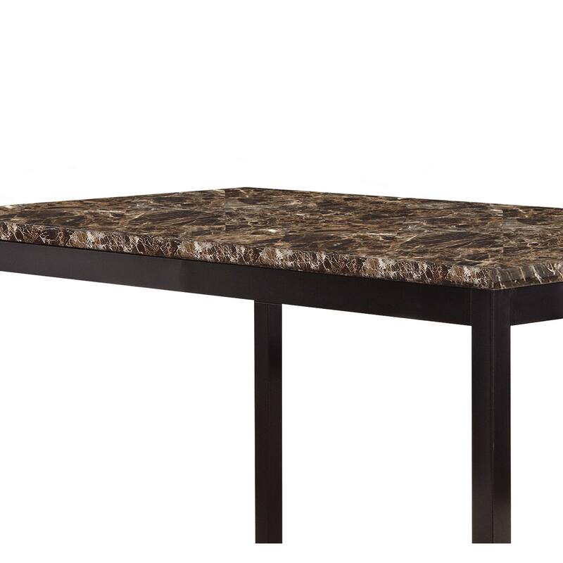 Simple Style Dining Table 1pc Brown Faux Marble Table Top Black Metal Finish Frame Transitional Dining Furniture