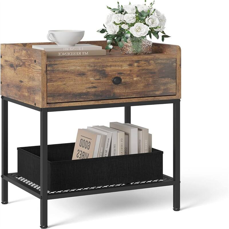 2-Tier Side Table with Drawer