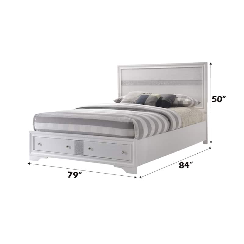 Queen Size Synthetic Wood Storage Bed with 700lbs Capacity and Low Profile Design