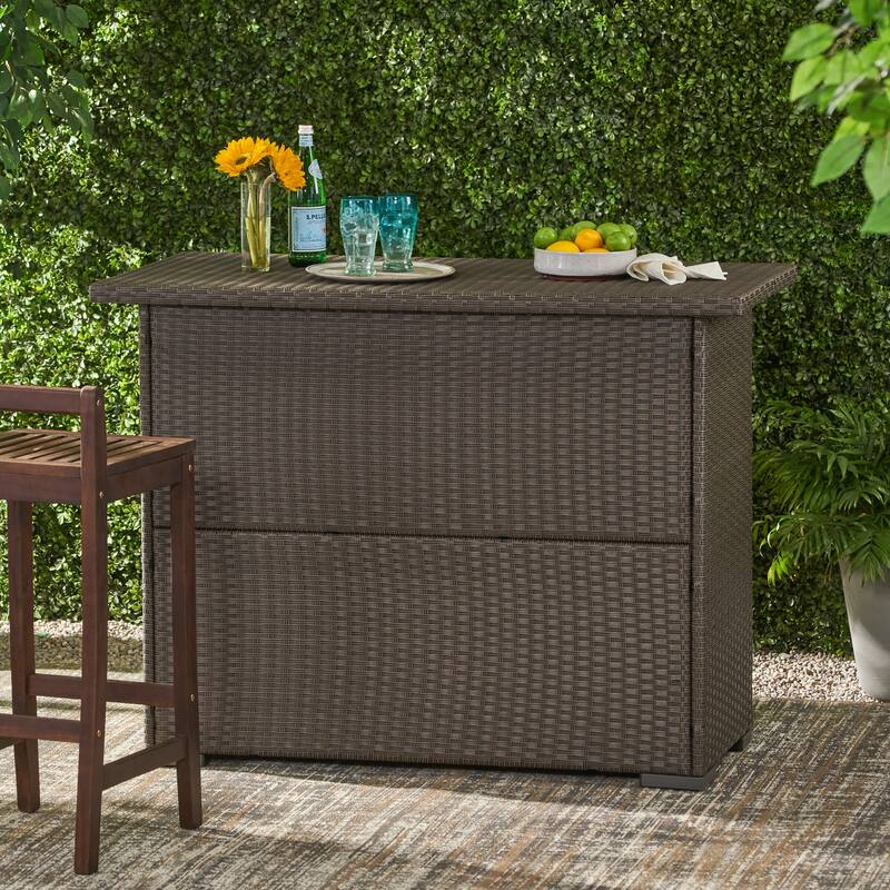 Outdoor Trinidad Wicker Bar by Christopher Knight Home