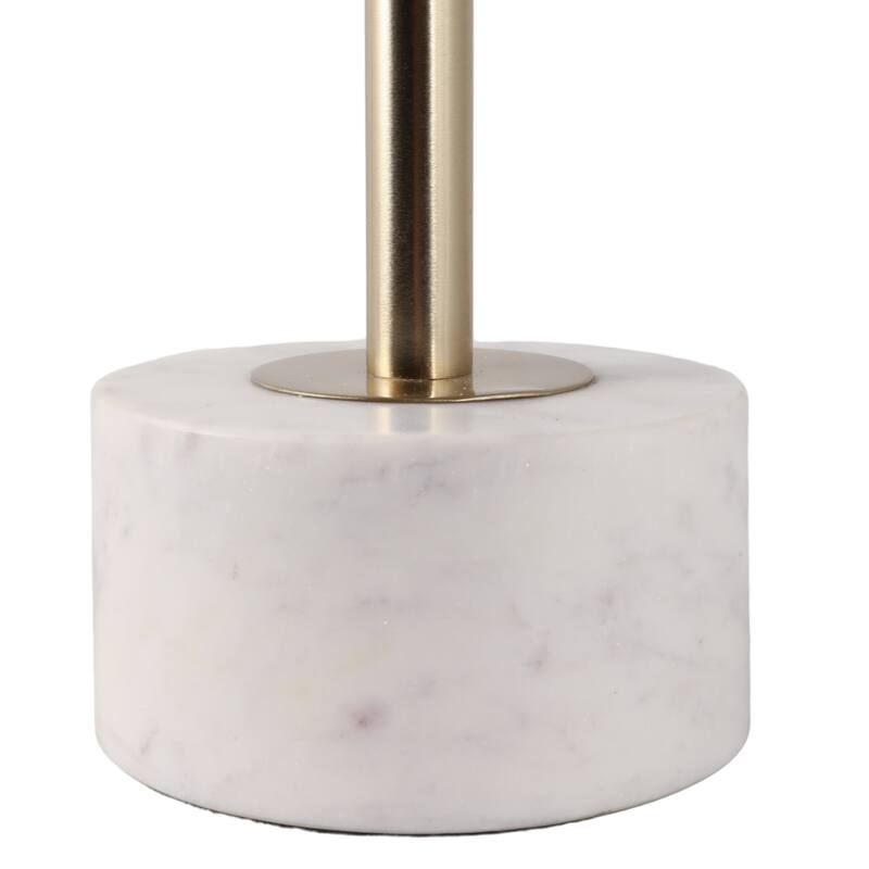Marble Metal Side Table Modern Slim Base Narrow Round Top Home Decor - 24.0"