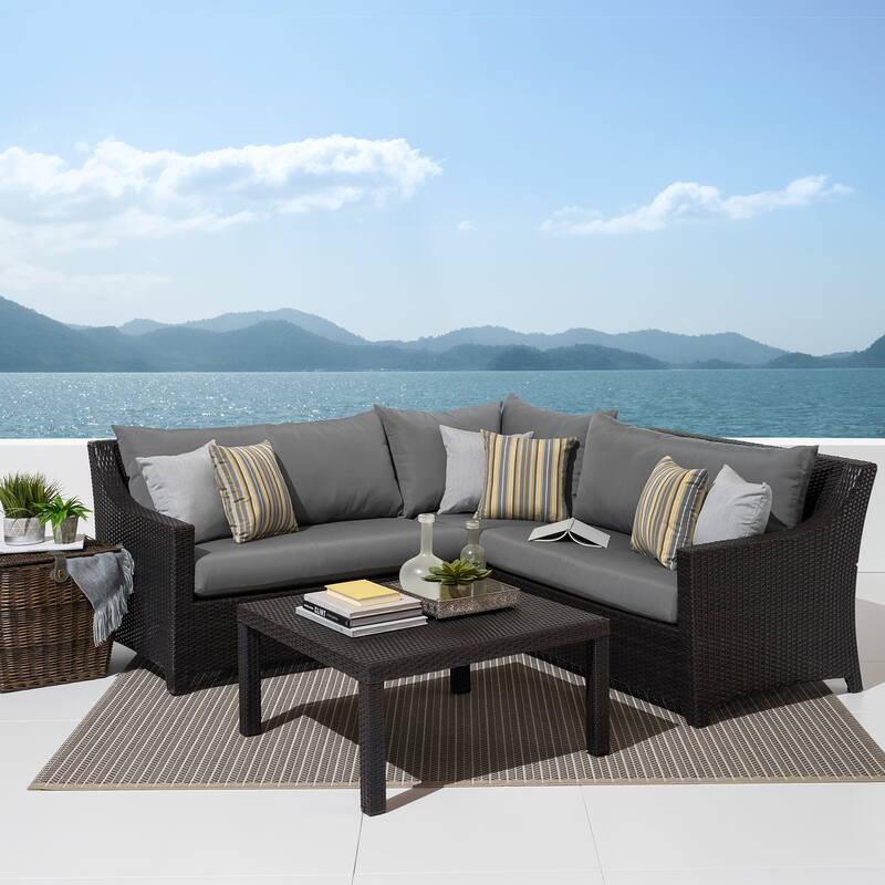 Deco 4 Piece Sunbrella Outdoor Patio Sectional & Table