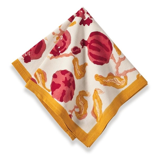 slide 1 of 2, Pomegranate/ Yellow Cotton Napkins (Set of 6) Napkin - 19x19