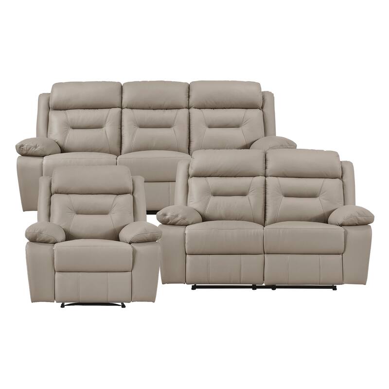 Papyrus 3-Piece Leather Match Manual Reclining Sofa Set - Latte