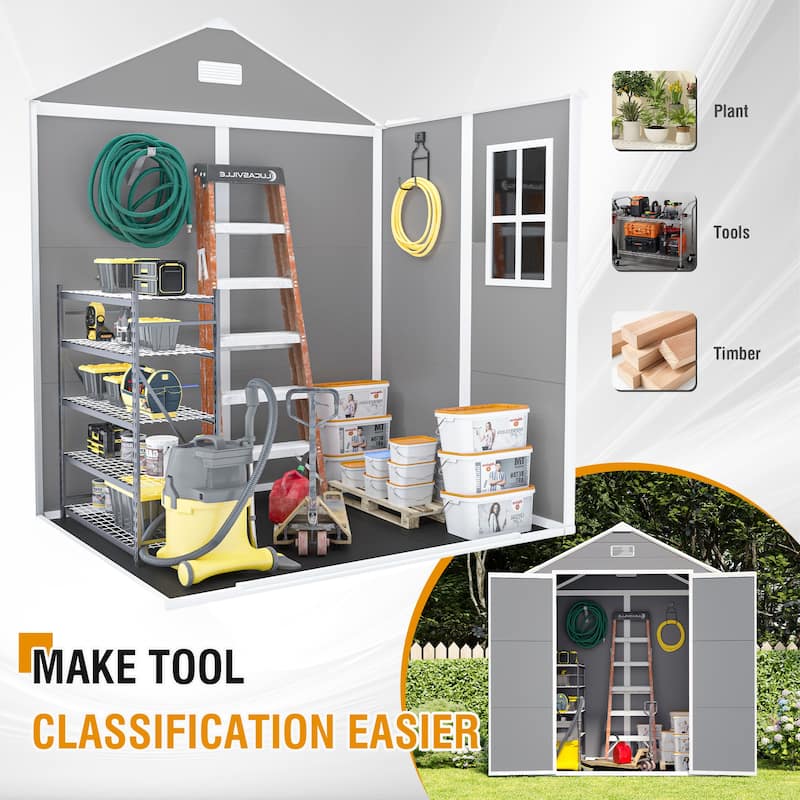 Resin Storage Shed with Lockable Door Weatherproof Garden Shed Tool Shed Pet Shed Rust-proof, UV-proof