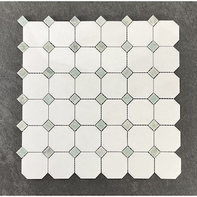 2" Octagon with Dot Marble Mosaic Tiles - Case (10 Sheets)