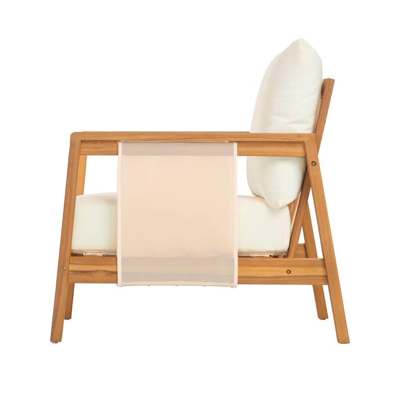 Christopher Knight Home - Arno Mid-Century Modern Outdoor Acacia Wood Sofa Seating Set with Cushions and Coffee Table