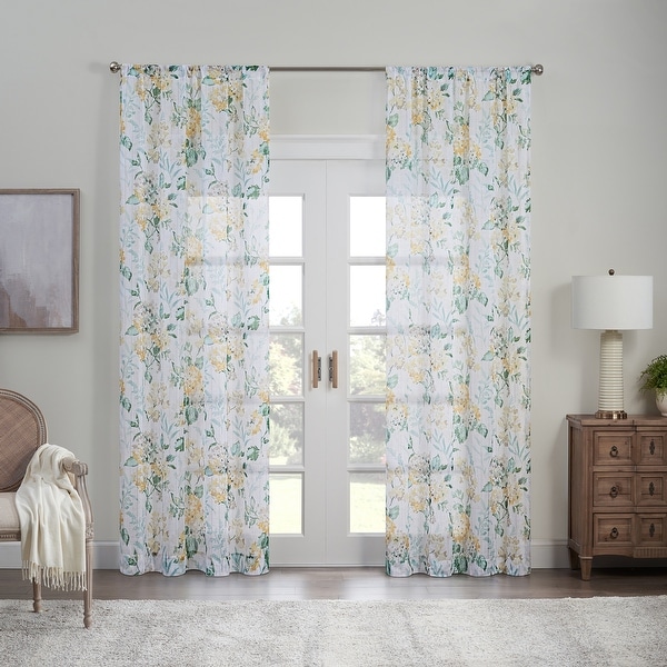 Waverly Blushing Blooms Rod Pocket Sheer Window Curtain Panel