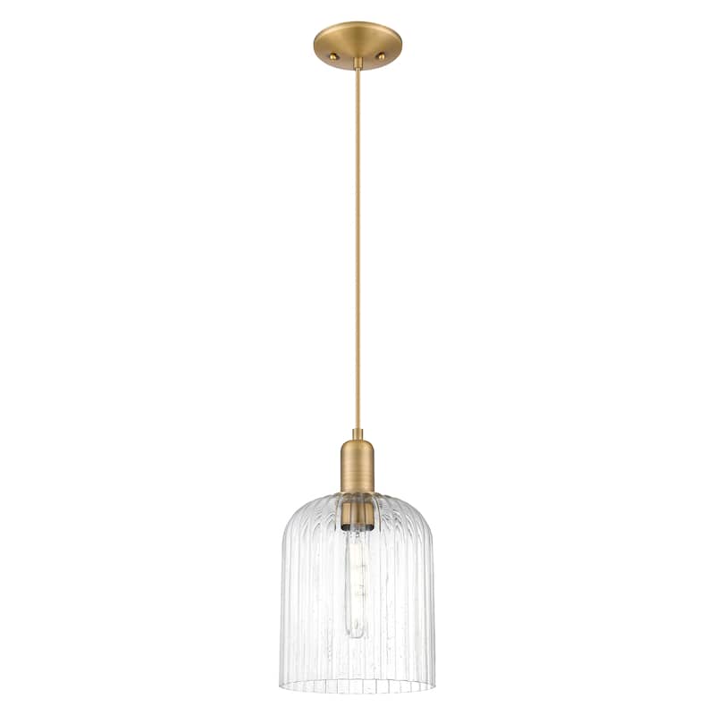 Innovations Lighting Endless Possibilities Arcadia - Bridal Veil - 1 Light 8" Cord Hung Mini Pendant - Brushed Brass/Seedy Shade
