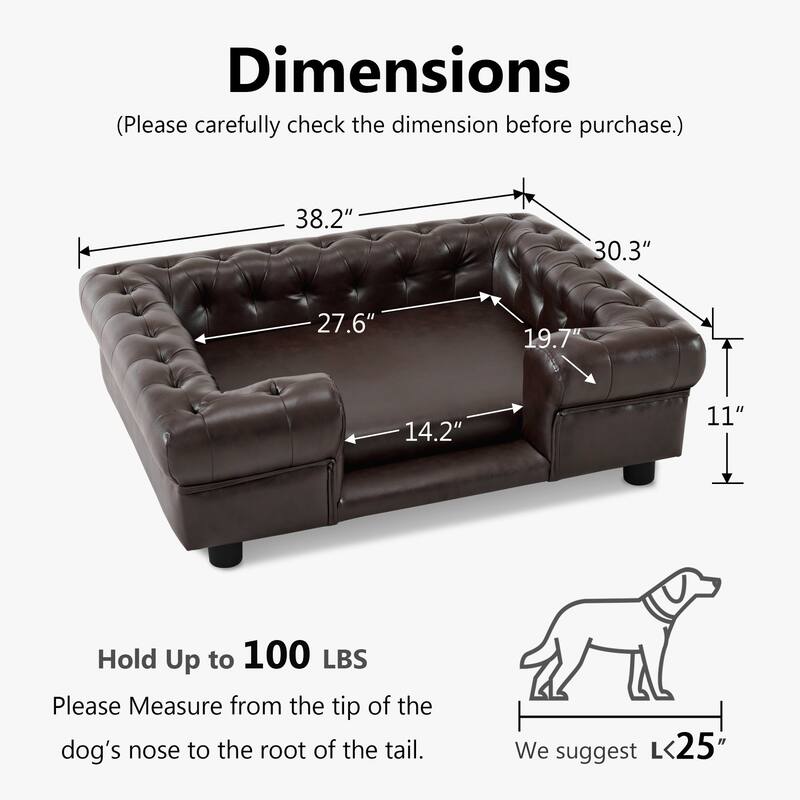 MCombo Pet Sofa Bed with Small Stairs, Faux Leather 6321 - 38.2" x 30.3"