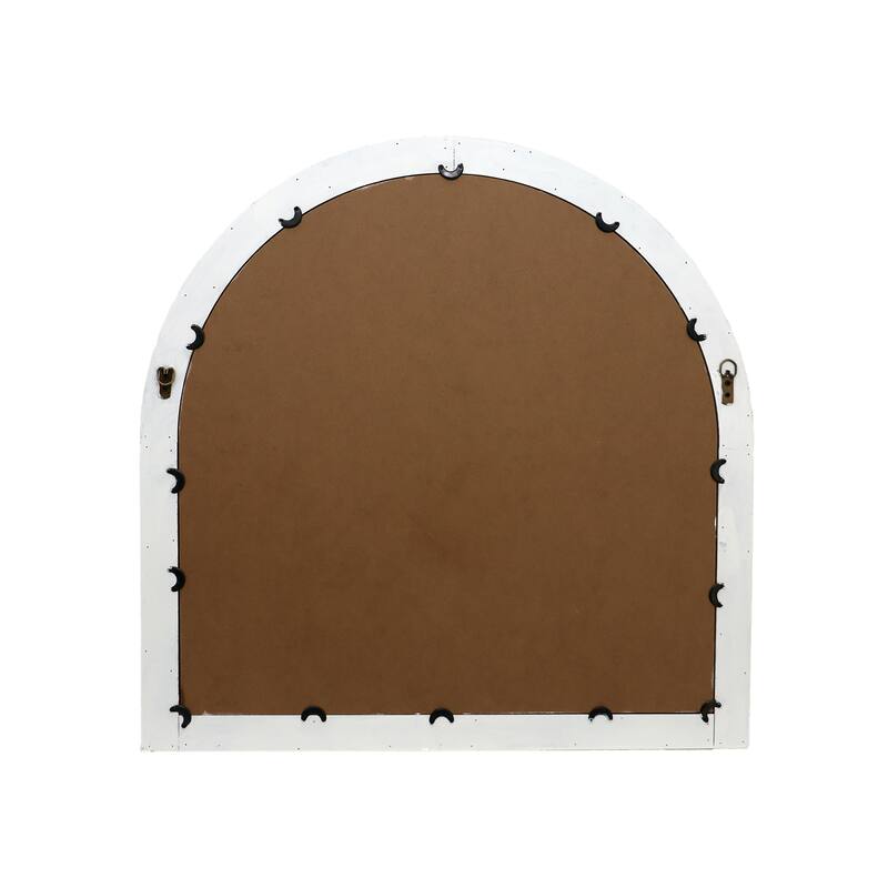 Distressed White Cathedral Wood Wall Mirror