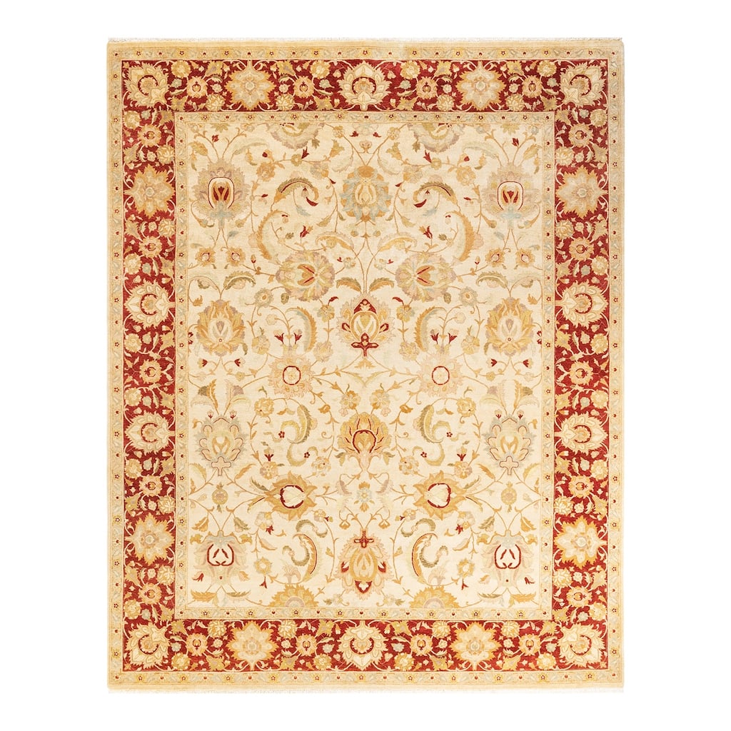 Overton Handknotted Wool Traditional Oriental Ivory Area Rug - 8' x 10'