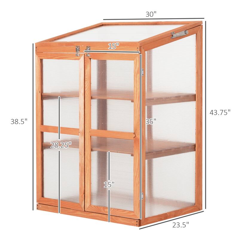 Wooden Greenhouse Shed Garden Plant Shed with Removable Shelves & Openable Roof, Double Lokable Doors, Twin-Wall Panels