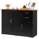 preview thumbnail 1 of 8, Costway Buffet Sideboard Kitchen Cupboard Storage Cabinet with 2 - See Details Black/Vermilion - See Details