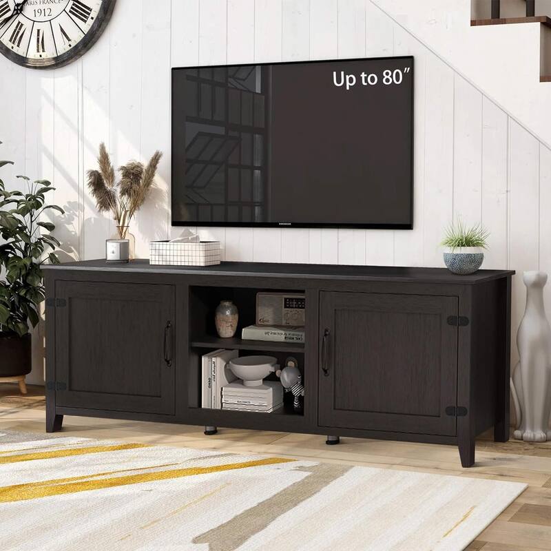 Wood Storage Cabinet Media Console for TVs up to 80"
