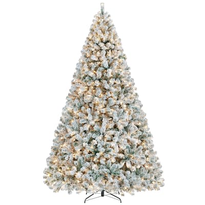 Yaheetech Pre-Lit Snow Flocked Christmas Tree with Incandescent Lights