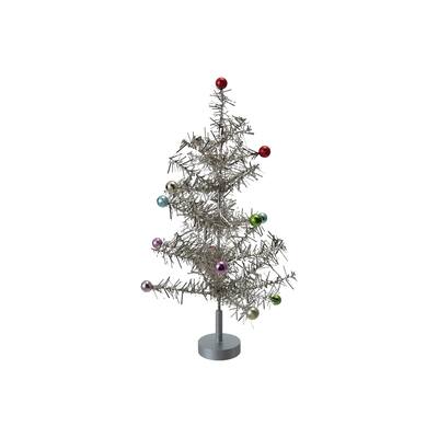 Tinsel Tree with Ball Ornaments - 2.25"L x 2.25"W x 13.0"H