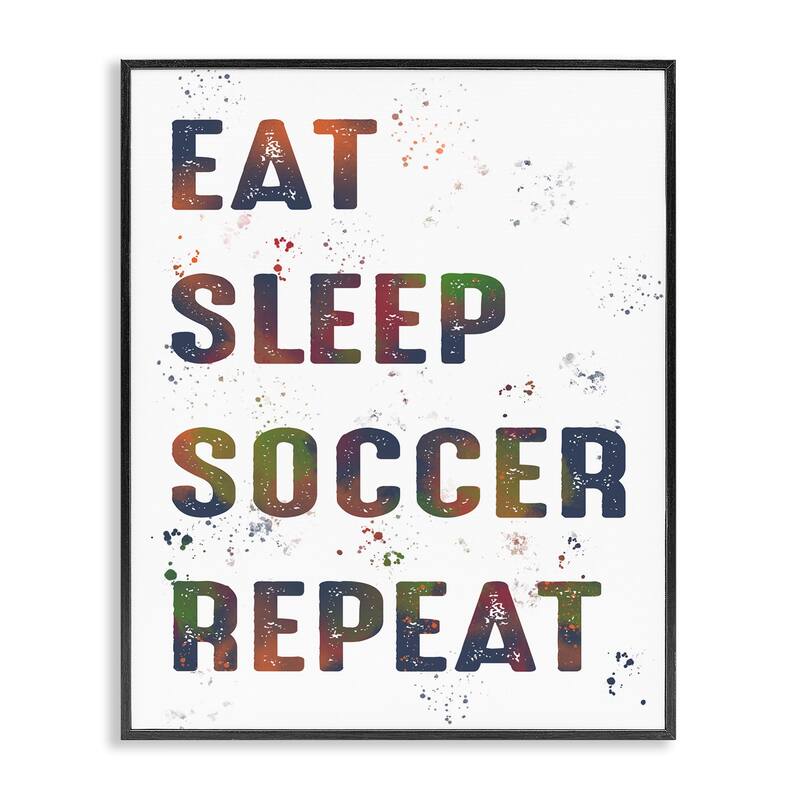 Stupell Eat Sleep Soccer Repeat Framed Giclee Art Design By Marcus Prime - 11 x 14 - Black