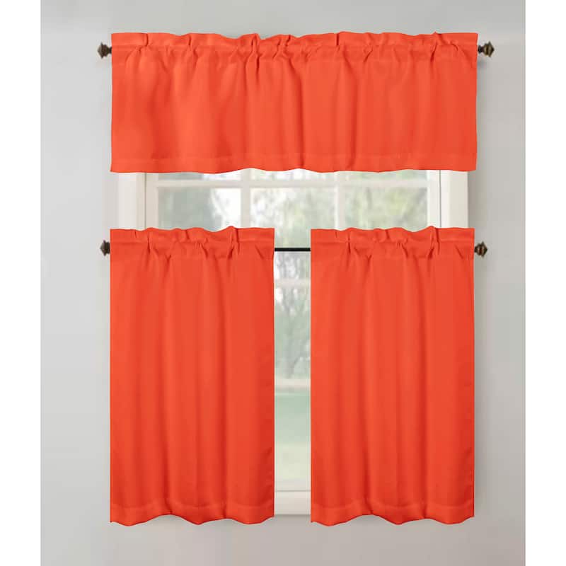 Anchorage Privacy Solid Kitchen Curtain - Coral