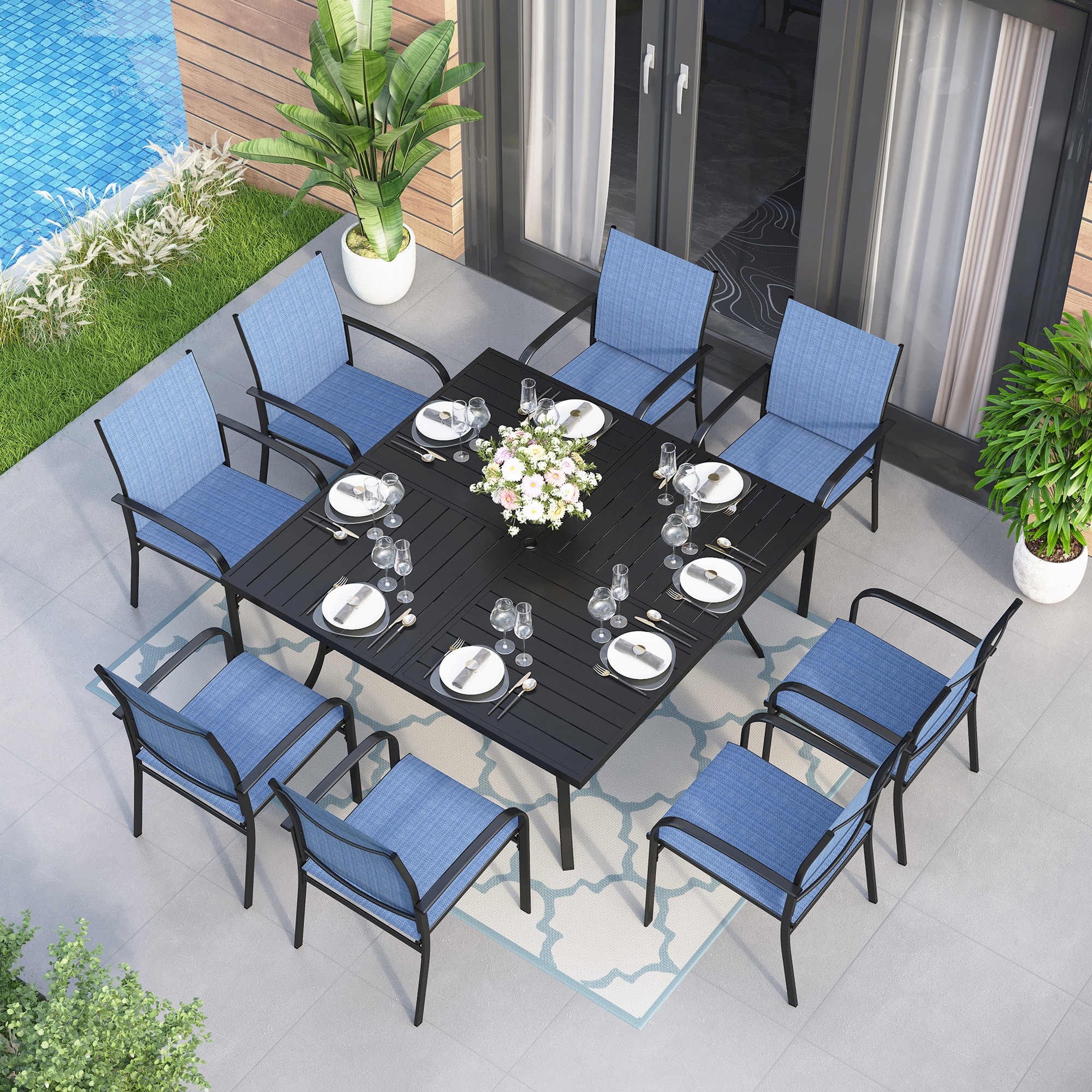 Outdoor metal dining best sale table and chairs