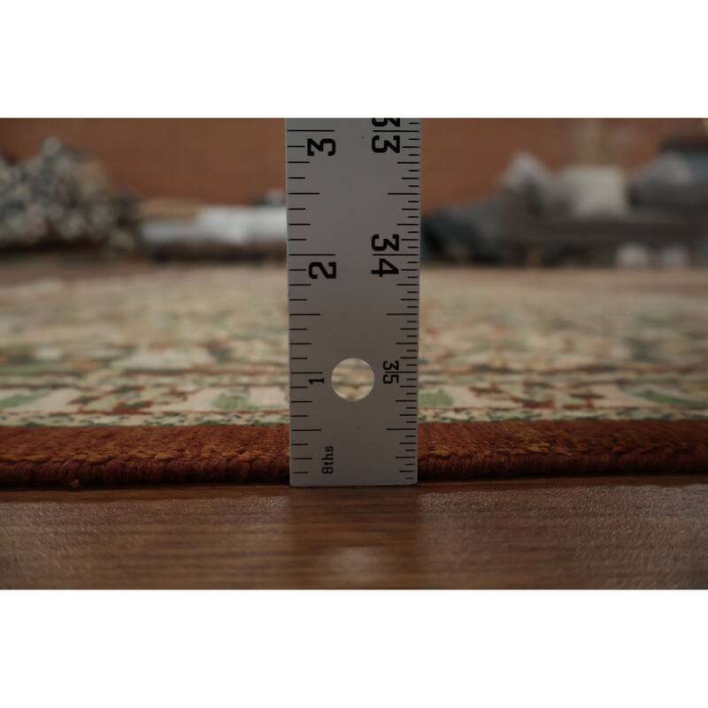 Hand Knotted Oriental Silk Carpet Traditional Floral Oranges & Rust Bokhara Area Rug - 12' 2'' X 8' 11''