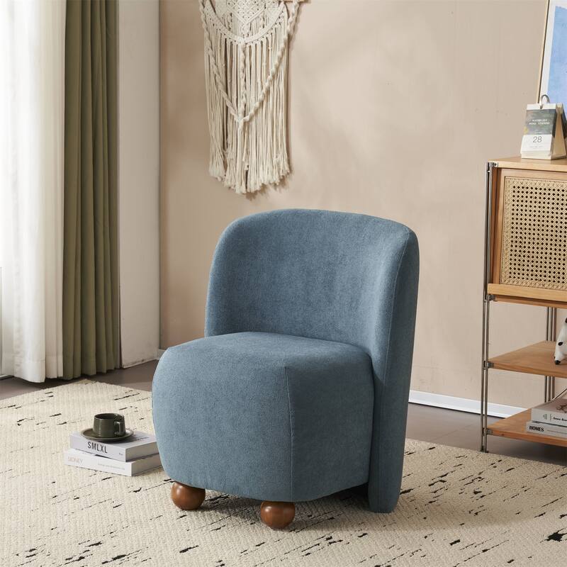 Roomfitters Modern Low Back Barrel Chair, Upholstered Armless Design with Round Pine Wood Feet for Living Room, Bedroom