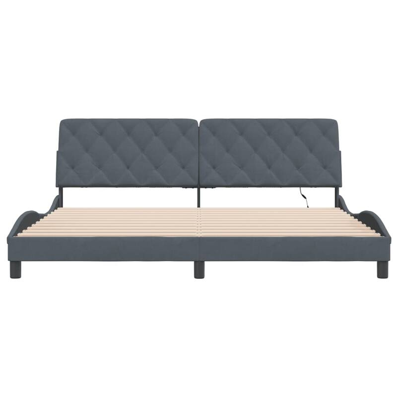 vidaXL Bed Frame with LED without Mattress Dark Gray Velvet