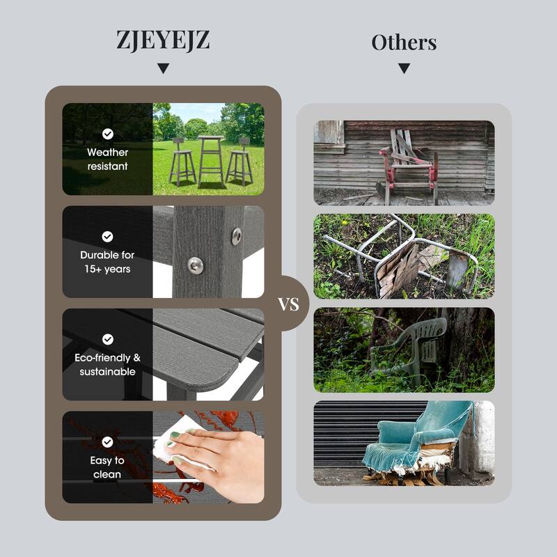3-Piece Black Frame HDPE Plastic Outdoor Dining Set