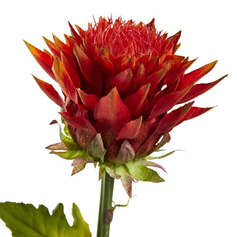 Artificial Flowers Set 6 - 22 Inch Silk Stems for Home Decor Vase Filler - Red - 33