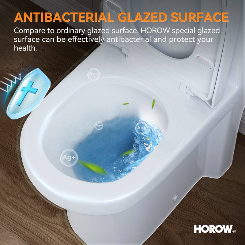 HOROW One Piece White Toilet featuring Dual Flush 0.8/1.28 GPF with Seat - N/A