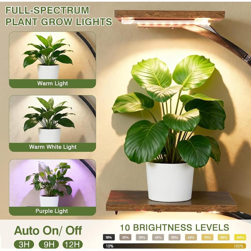 VECELO Indoor Plant Stand with Grow Lights 4 Styles 6/7/9 Shelves Adjustable Timer & Brightness Decorative Rack for Living Room