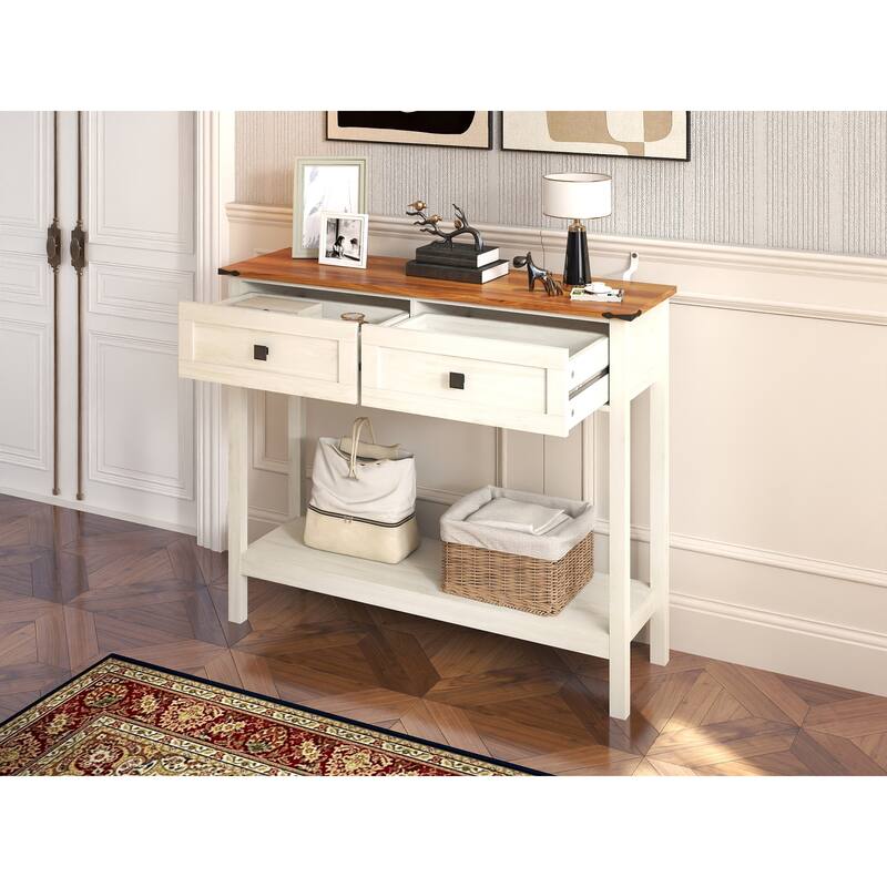 console table with 2 Drawer and buttom shelf