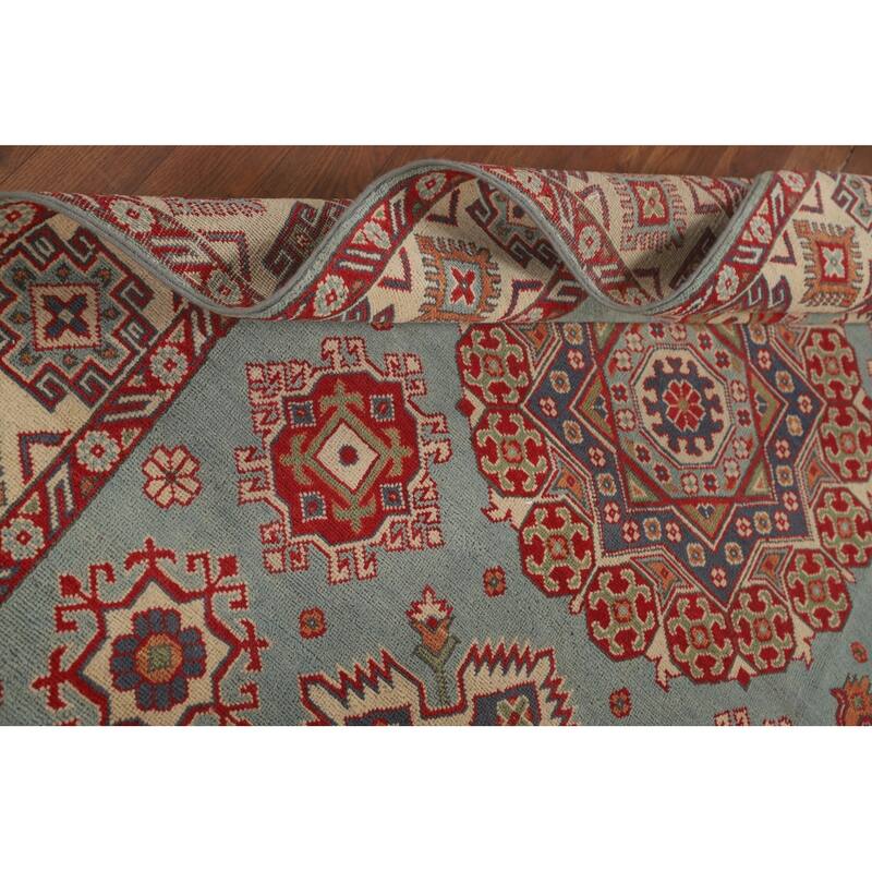 Blue Kazak Oriental Area Rug Handmade Wool Carpet - 4'10" x 6'6"