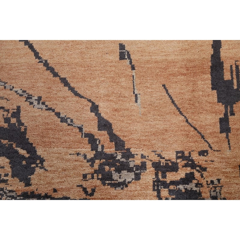 Abstract Contemporary Oriental Wool Area Rug Hand-knotted Foyer Carpet - 5'3" x 7'8"